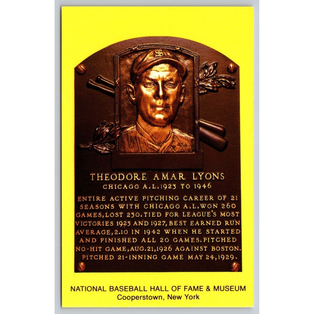 Postcard New York Cooperstown Theodore Amar Lyons c1970s Baseball Hall of Fame